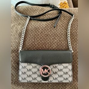 Michael Kors Monogram Wallet w/Shoulder Strap